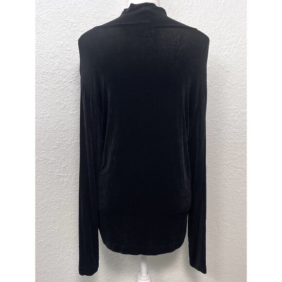 CHICO'S Travelers Womens SIZE 2 LARGE Black Cowl Neck L/S Knit SHIRT Top EUC - Picture 2 of 7